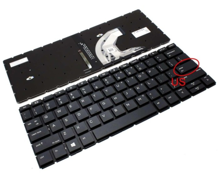 Tastatura HP BHSFX3ALKE61Q3 iluminata layout US fara rama enter mic, HPM18C33USJ920 iluminata layout US fara