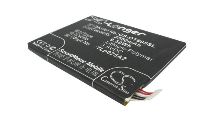 Cameron Sino 2500mAh Alcatel OT-8008D,One Touch Scribe HD,OT-8008X,OT-8000,OT-8000D,One Touch Scribe Easy,OT-8008,One Touch idol X+,OT-6043D,One Touch