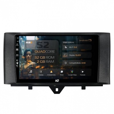 Navigatie Smart Fortwo (2010-2015) 2GB RAM Android 13 GPS Wi-FI Carplay Android Auto USB Bluetooth Radio Waze Touchscreen 9 inch foto