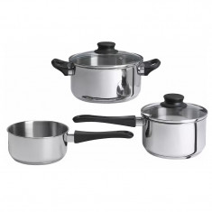 Set oale 5 piese, inox, cratita 0.9 l si 1.7 l si oala 2.8 l