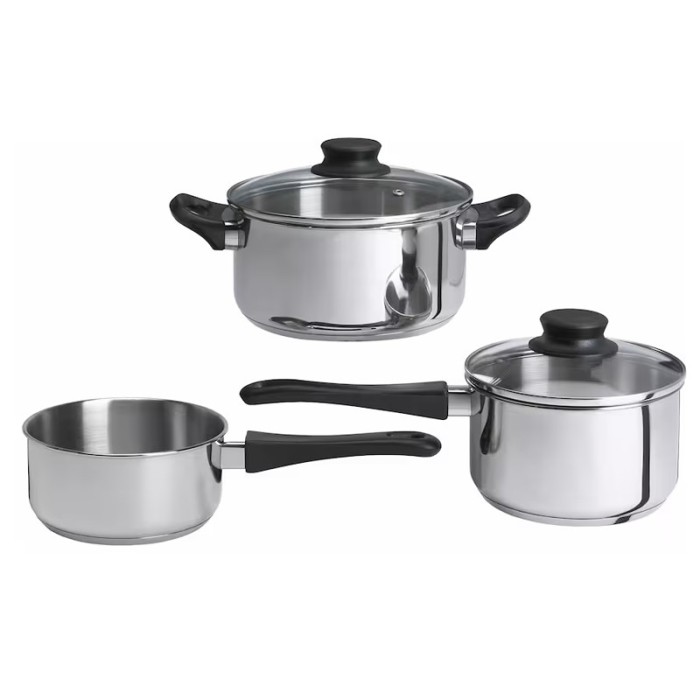 Set oale 5 piese, inox, cratita 0.9 l si 1.7 l si oala 2.8 l