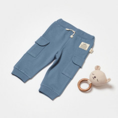 Pantaloni cu buzunare laterale, Two thread, 100%bumbac organic - Indigo, BabyCosy (Marime: 6-9 luni)