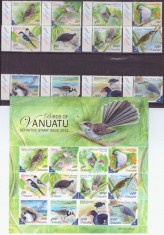 40-VANUATU 2012-Pasari-Serie completa de 12 timbre nestampilate si bloc MNH foto