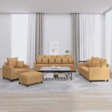 vidaXL Set de canapele cu perne, 4 piese, maro, catifea
