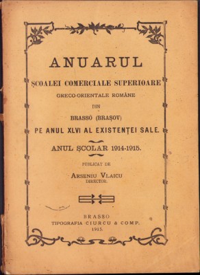 HST C1219 Anuarul Școalei Comerciale Superioare Brașov 1914-1915 foto