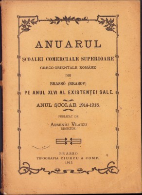 HST C1219 Anuarul Școalei Comerciale Superioare Brașov 1914-1915 foto