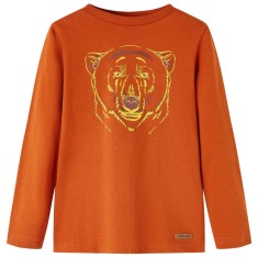 Tricou pentru copii cu m&acirc;neci lungi, ruginiu deschis, 140
