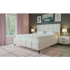 Pat Rubik 160x200 cm Tapitat Stofa Teddy Alb Crem Somiera Inclusa ( COD ML 2223-UF998-01)