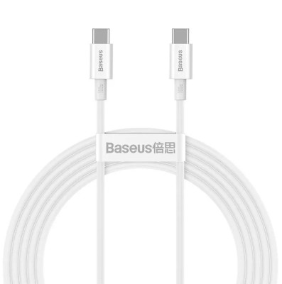 CABLU alimentare si date Baseus Superior, Fast Charging Data Cable pt. smartphone, USB Type-C la USB Type-C 100W, 2m, alb &amp;amp;quot;CATYS-C02&amp;amp;quot; (timbr foto