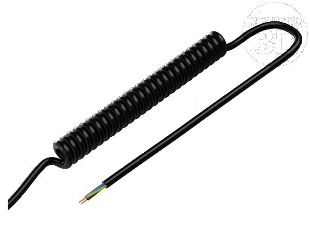 Cablu spiralat neecranat negru 3m