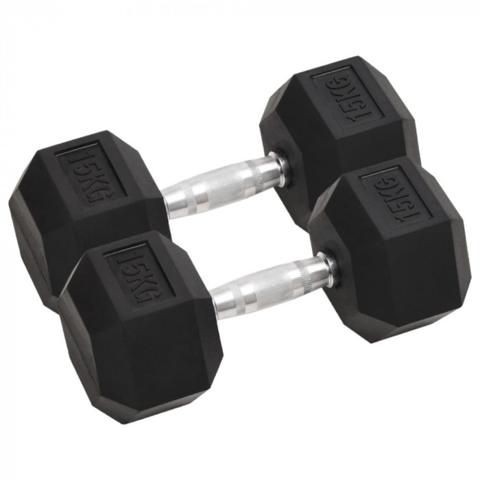 vidaXL Gantere, 2 buc., 30 kg, total fontă