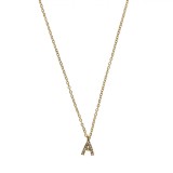 Colier Femei, Monogramă A, Strass, Lant Auriu, Oem