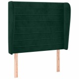 Cumpara ieftin Tablie pat cu aripioare verde inchis 103x23x118/128 cm catifea