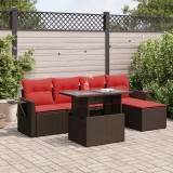 Gossi set mobilier gradina cu perne 6 piese gri poliratan/lemn acacia