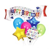 Set 7 baloane Happy Birthday, multicolor, folie si latex, Oem