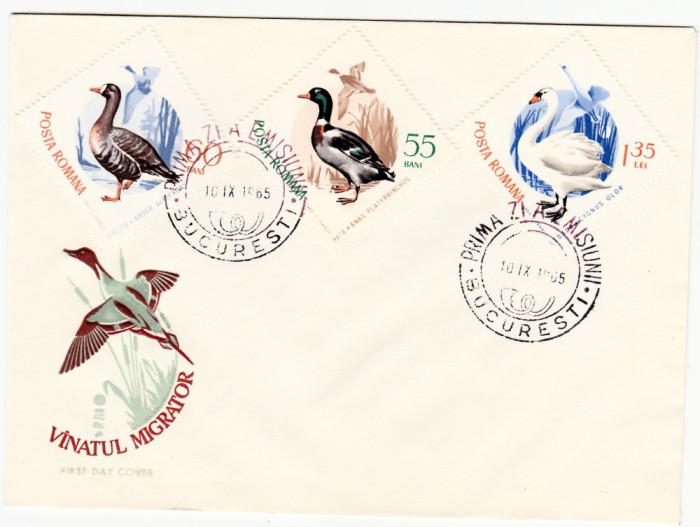 C12 - FDC Romania - Vanatul migrator - LP613 - 1965