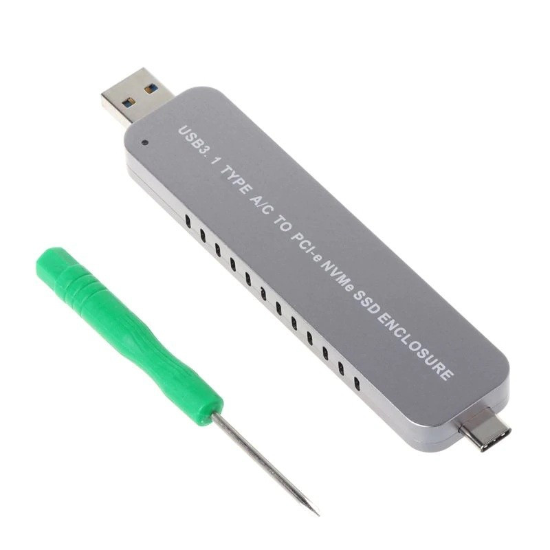 Adaptor SSD M.2 NGFF NVMe la USB-C 3.1 + USB 3.0 rack extern carcasa  metalica | Okazii.ro