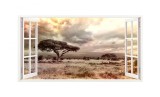 Sticker decorativ, Fereastra 3D, Toamna, 85 cm, 262STK, natura si peisaje