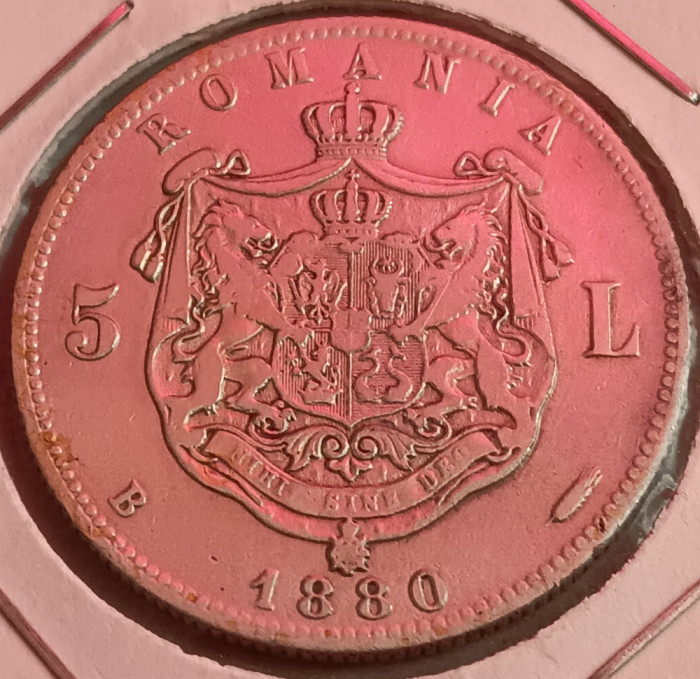 M1 C10 - Moneda foarte veche 152 - Romania - 5 lei 1880