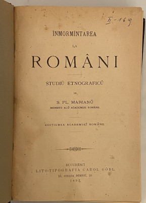 Simeon Florea Marian - Inmormantarea la romani 1892 foto