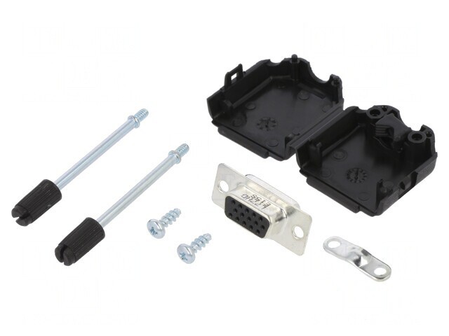 Conector D-Sub HD 15-Pini Mamă Lipire Pe Cablu Gold Flash 8mm