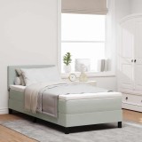 Cumpara ieftin Pat cu arcuri cu headboard Gri deschis 90 x 200 cm Catifea