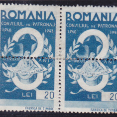 ROMANIA 1943 CONSILIUL DE PATRONAJ,AJUTORUL DE IARNA 20 LEI IN PERECHE,MNH
