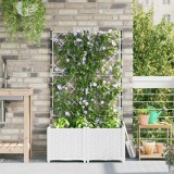 Jardiniere de grădină cu spalier, 2 buc., alb, 80x40x143 cm