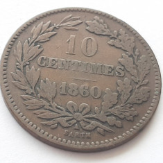 204. Moneda Luxemburg 10 centimes 1860 (varianta cu ancora)