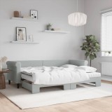 VidaXL Pat de zi cu extensie și saltele, gri deschis 80x200 cm catifea