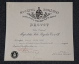 Brevet pt insigna Pregătire Premilitara cls I, model Carol 2 in stare impecabila, fara nicio indoitura . Piesa rara !