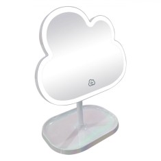 Oglindă Machiaj, Model Nor, Iluminare LED 34 Becuri, Rotire 180░, Alb Perlat, 23x29cm
