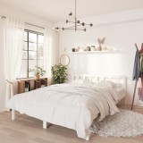 Cadru Pat King Size Gossi, 150x200 cm, Lemn Masiv Pin, Alb