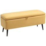 HOMCOM Bancă bancă cu depozitare 2 &icirc;n 1 din material textil cu picioare din oțel negru 101l x 38,5l x 44,5&icirc; galben | Aosom Romania