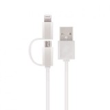 Cablu de Date 2 in 1 SETTY, MicroUSB / Lightning, Alb Blister