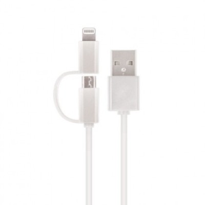 Cablu de Date 2 in 1 SETTY, MicroUSB / Lightning, Alb Blister foto