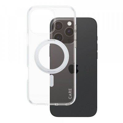 Husa MagSafe pentru Apple iPhone 16 Pro Max, PanzerGlass, Care Feature Kickstand, Transparenta Argintie foto