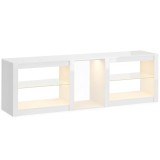HOMCOM Lowboard TV cu iluminare RGB-LED, mobilier TV modern cu polițe din sticlă reglabile, pentru televizoare p&acirc;nă la 190,5 cm, alb | Aosom Romania