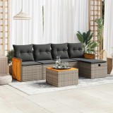 Cumpara ieftin Gossi set mobilier gradina cu perne, 6 piese, gri, poliratan