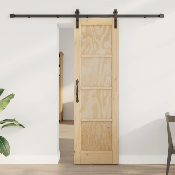 Ușa glisantă Manual Natural și negru 61 x 198.5 cm