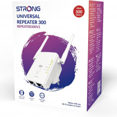 Repetor Wifi pentru acasa si la birou, Extender si punct de acces fara fir, Viteza de 300 Mbps, Porturi LAN si Port WLAN, 2 antene, Potrivit pentru to