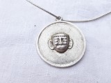 Argint MEDALION TRIBAL ABORIGEN vechi OPULENT vintage UNIC de efect pe Lant argint