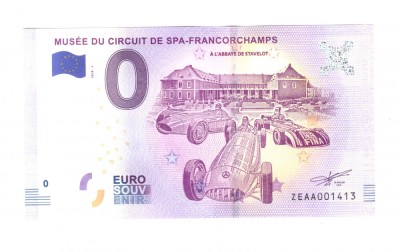 Bancnota souvenir Belgia Musee du Circuit de Spa-Francorchamps 2018-1, UNC foto