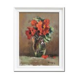 Tablou pictat manual inramat, Maci imperiali, 45x35cm ulei pe panza in cutit efect 3D, Geo Ungureanu