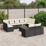 Gossi set canapele de gradina cu perne, 10 piese, negru, poliratan