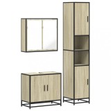 Cumpara ieftin Set mobilier de baie, 3 piese, stejar sonoma, lemn prelucrat
