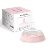 Tetină anti-colici din silicon mombella breast like, flux consistent (mărimea xl) - old rose
