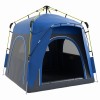 Outsunny Cort camping familial 4 persoane, montare pop-up rapidă, ușor, ventilat, 4 ferestre anti-soare, 2,4x2,4x1,99 m, gri/albastru | Aosom Romania