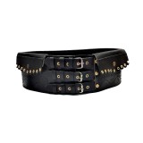 Chimir, Serpar traditional din piele naturala, negru, 74x13 cm