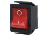 Rocker Switch ON-OFF 16A 250V Red with Neon Lamp